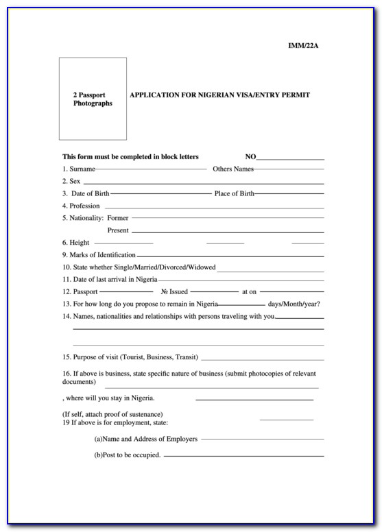 Nigeria Visa Application Form Philippines