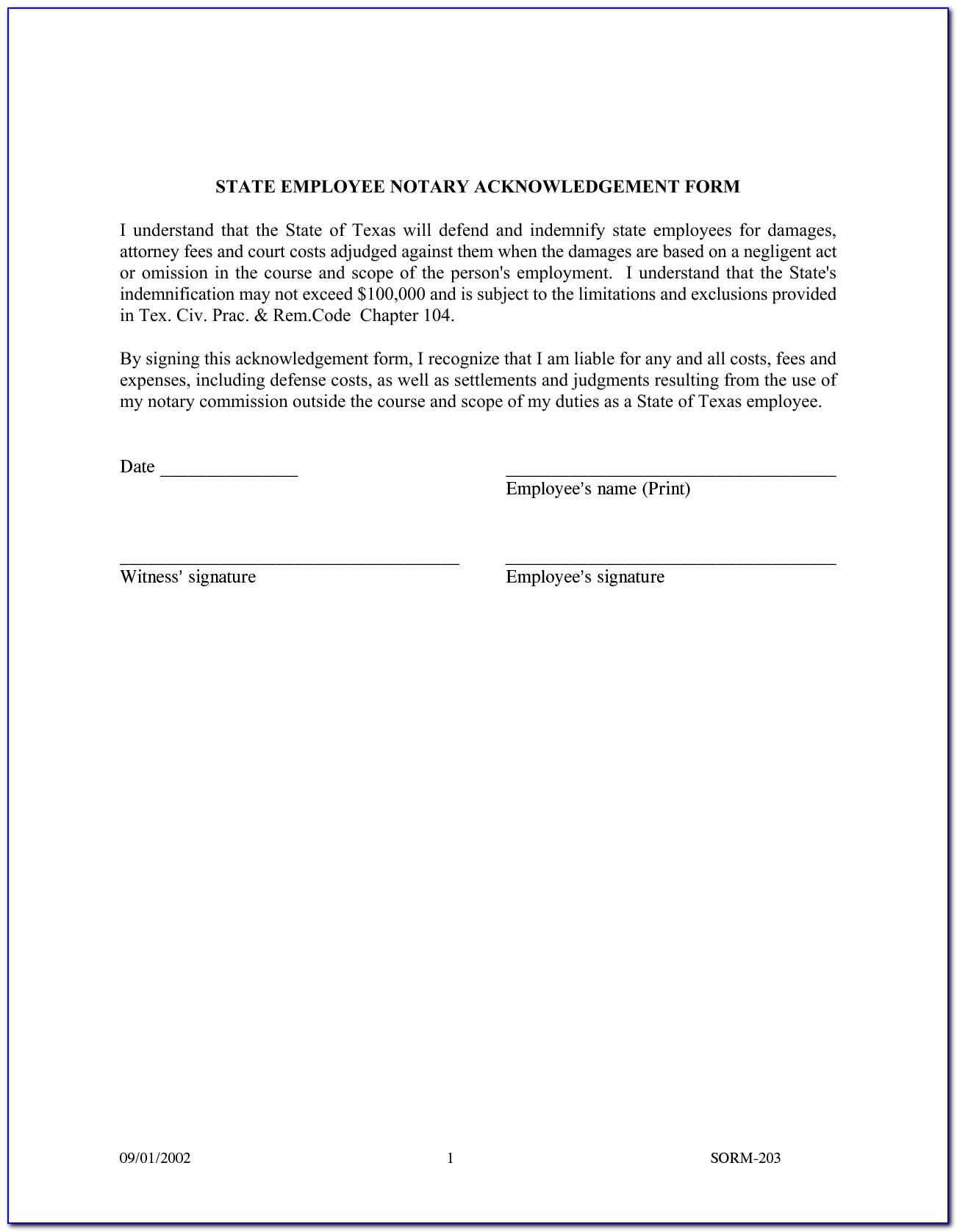 Notary Acknowledgement Form Colorado