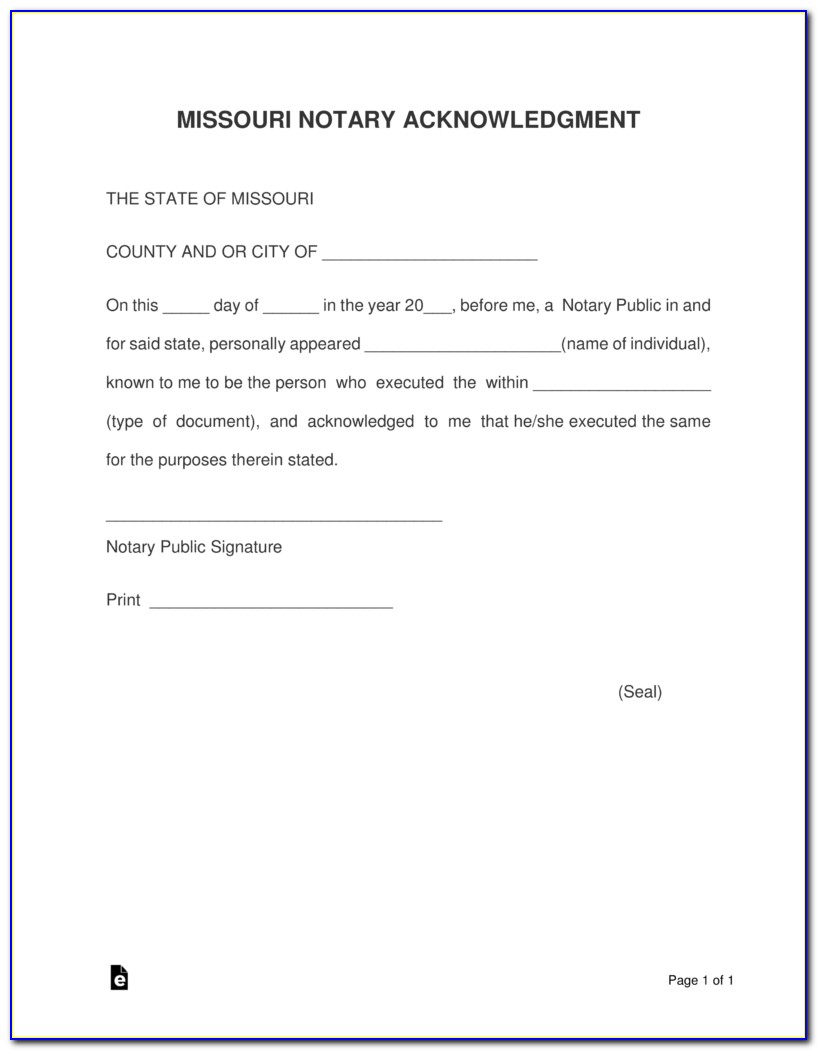 Notary Acknowledgement Form Florida