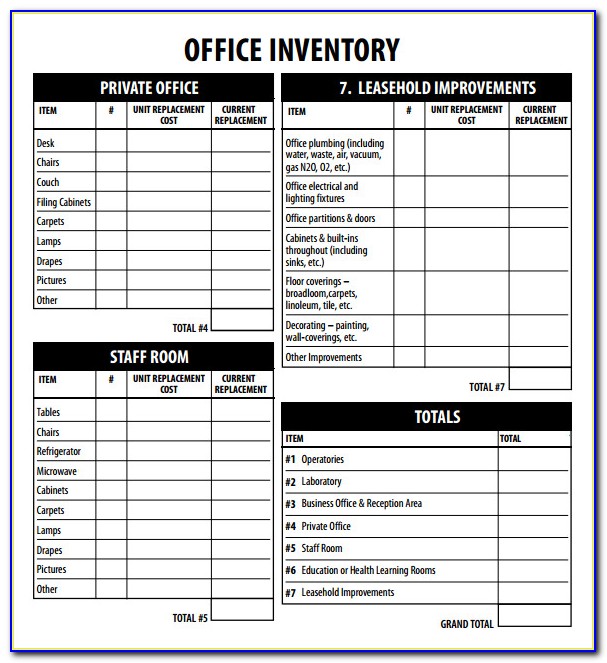 Office Supplies Inventory Form