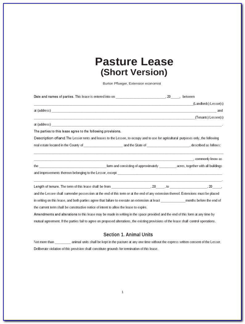 Oklahoma Pasture Lease Agreement Form
