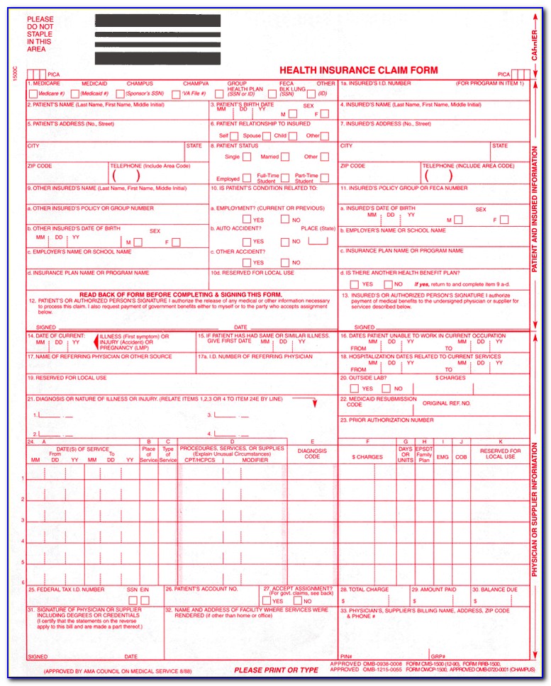 Omb 0938 1197 Form 1500