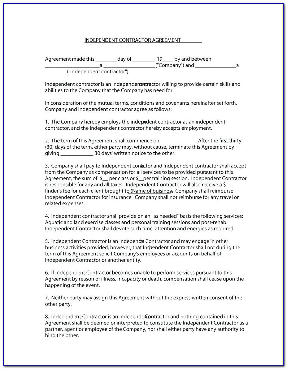 Opers Independent Contractor Acknowledgement Form