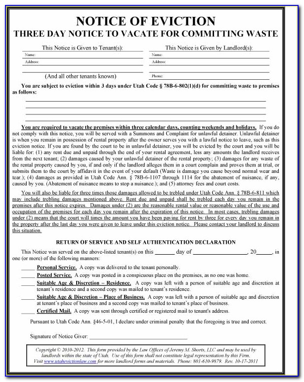 Oregon 72 Hour Eviction Notice Form