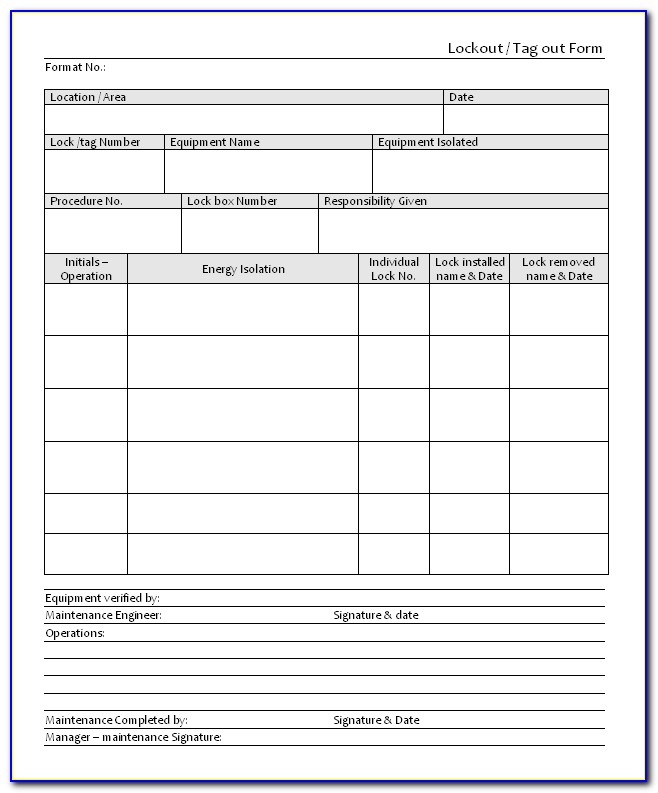 Osha Lock Out Tag Out Forms