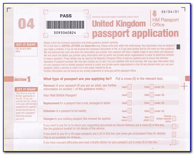 Passport Renewal Application Form