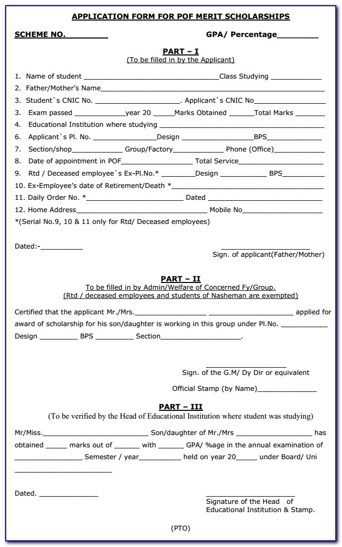 Peef Scholarship Form For Intermediate 2017