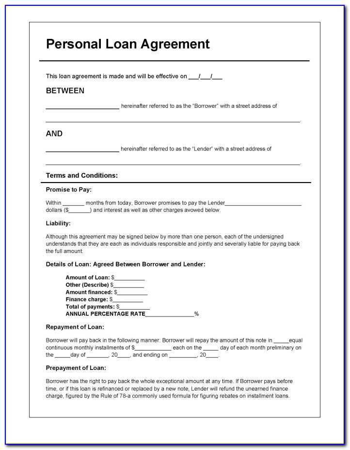 Personal Loan Forms Free Template