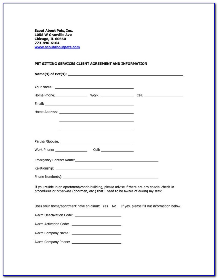 Pet Sitting Contract Template Uk