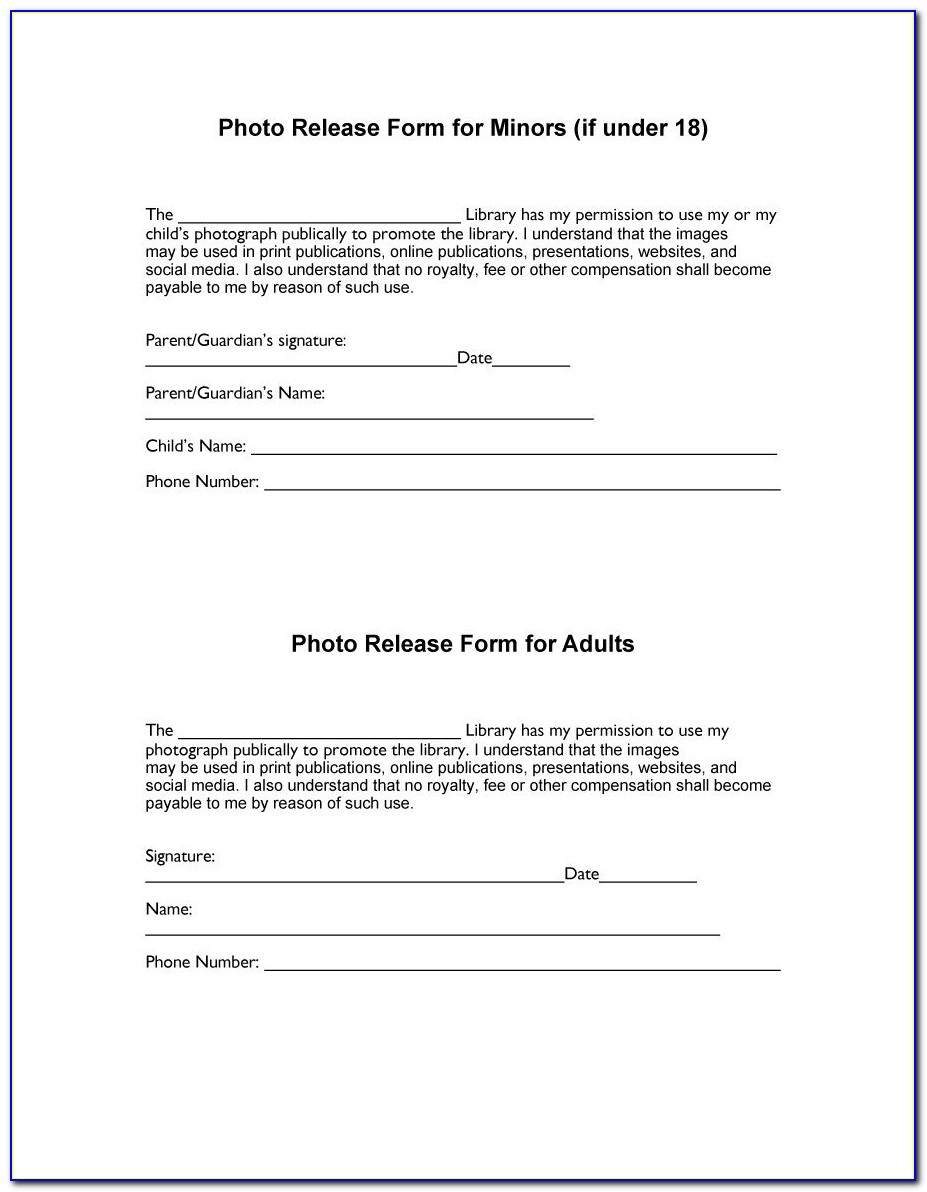 Photographers Model Release Forms