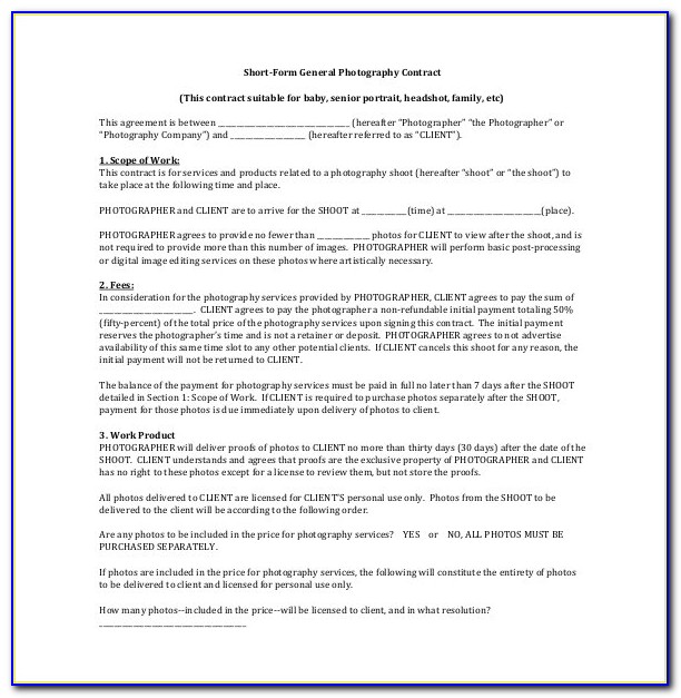 Photography Consent Form Template Nz