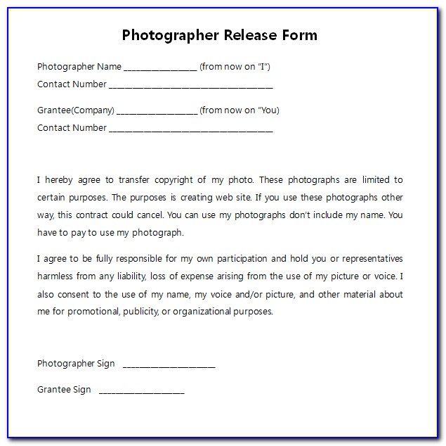 Photography Print Release Forms