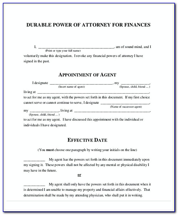 Power Of Attorney Form For Medical Decisions