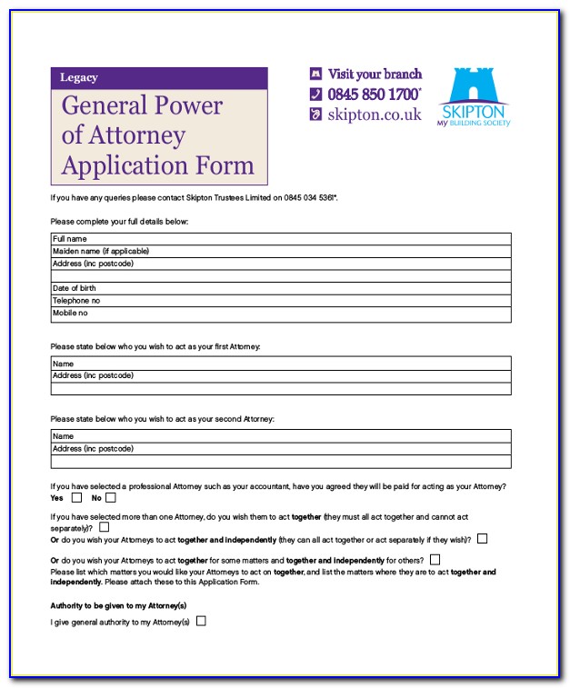 Power Of Attorney Form Free Download. Uk