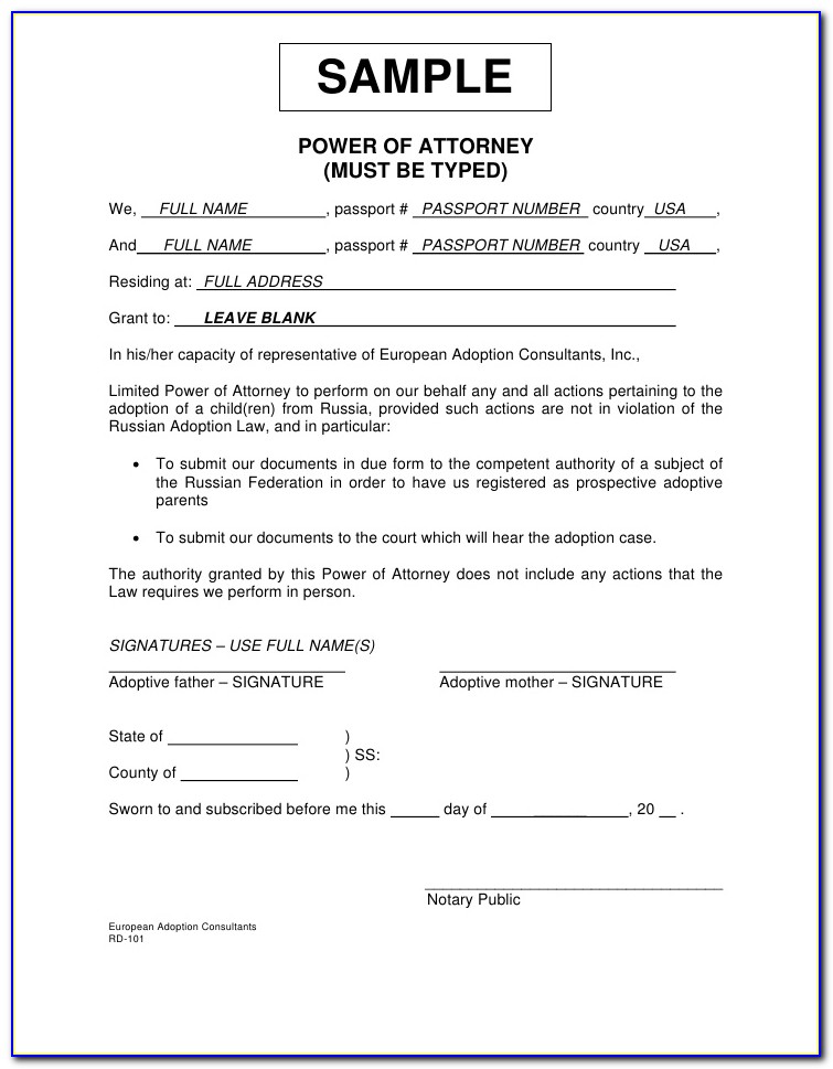 Power Of Attorney Form Free Texas