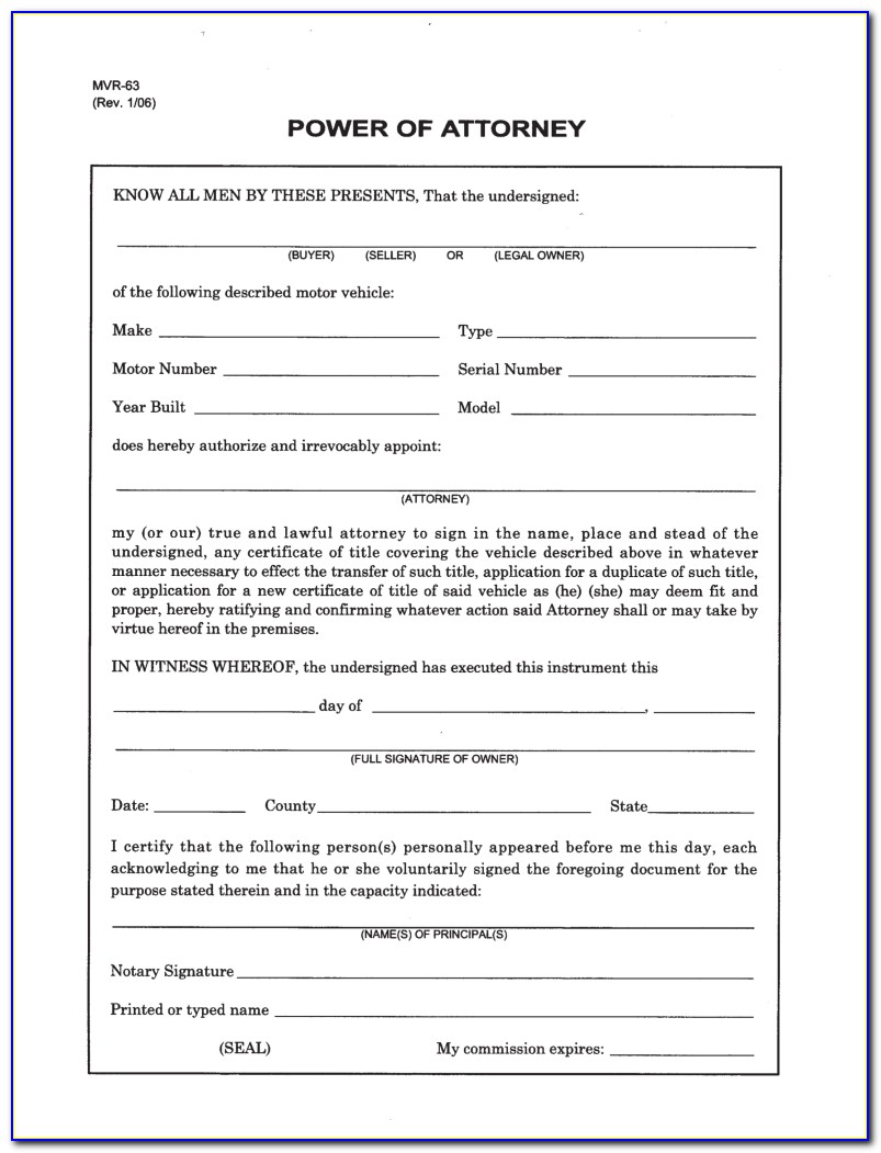 Power Of Attorney Form Nc For Minor Child