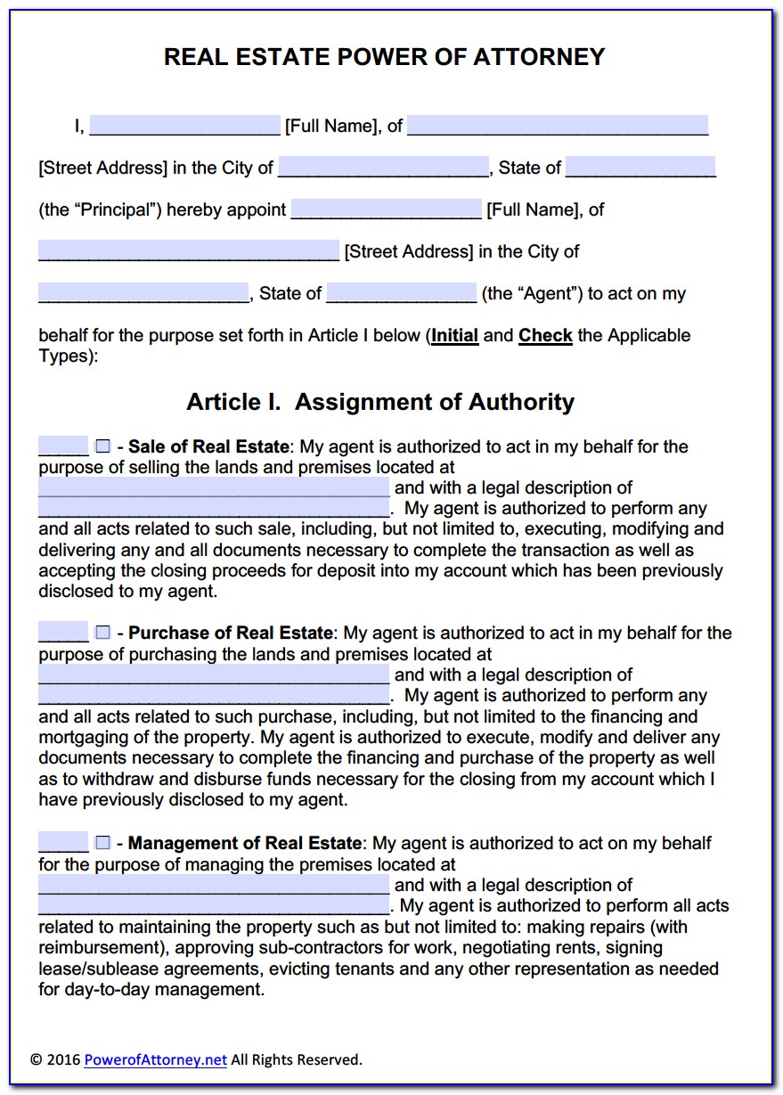 Power Of Attorney Form Real Estate Wisconsin