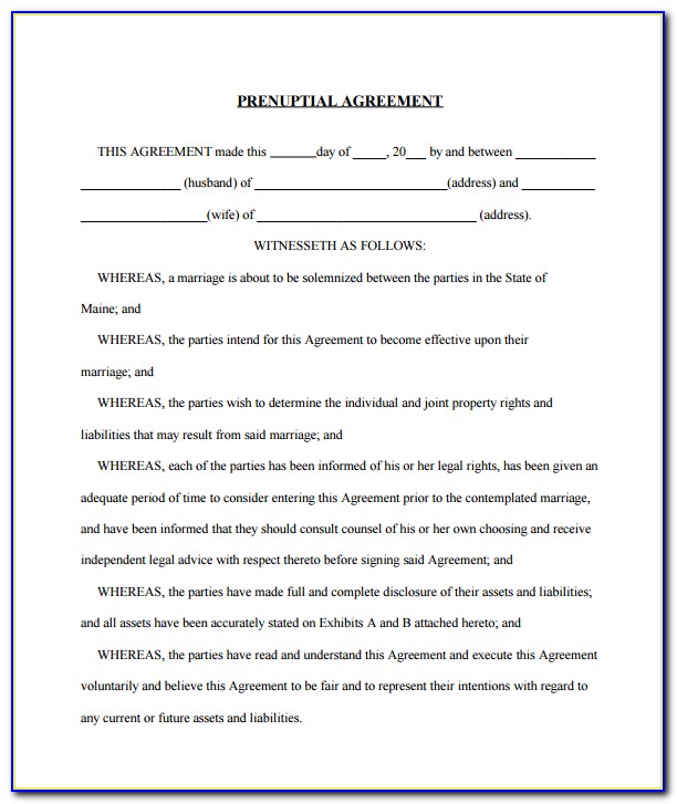 Prenuptial Agreement Form Pdf