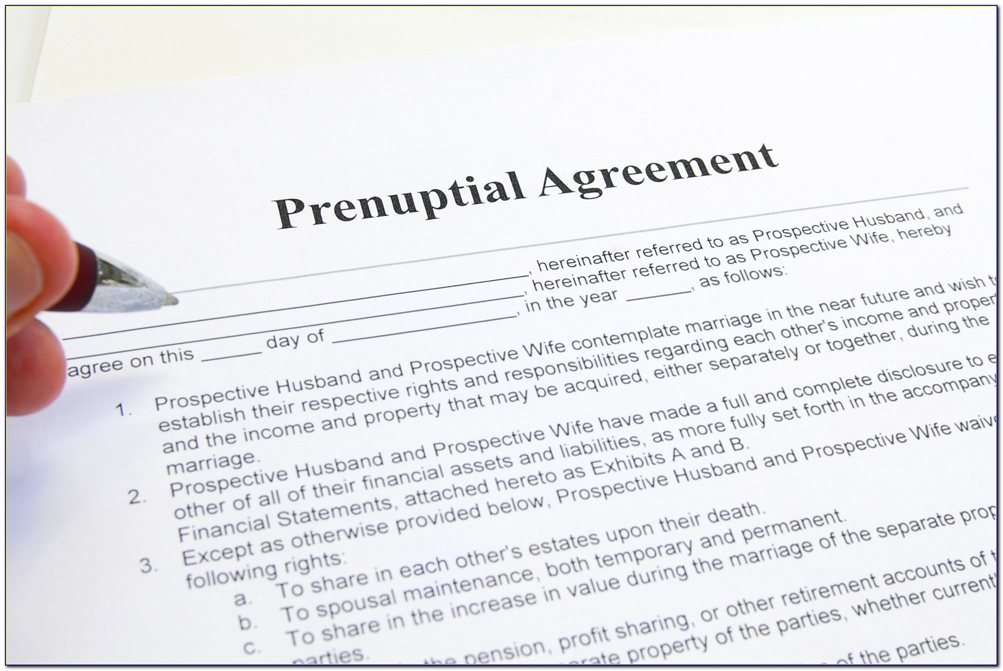 Signing A Prenuptial Marriage Contract