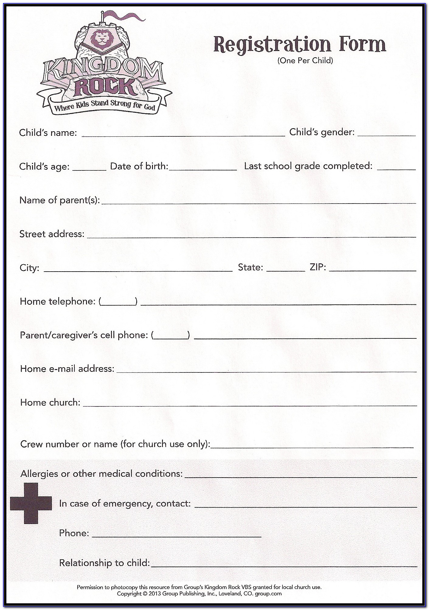 Printable Dance Registration Forms