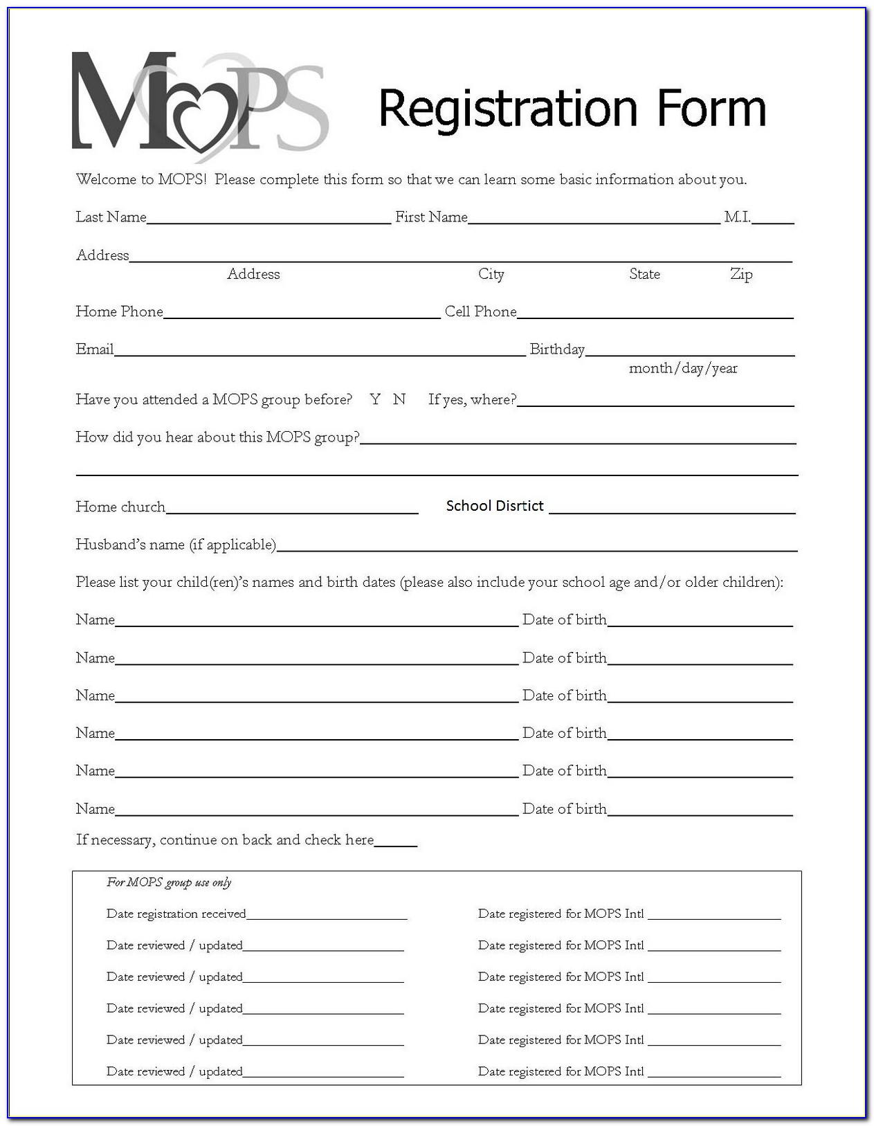Printable Dental Registration Forms