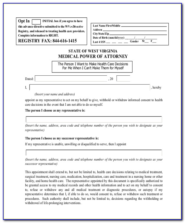 Printable Medical Power Of Attorney Form Texas