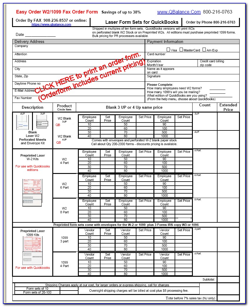 Printable W2 And 1099 Forms
