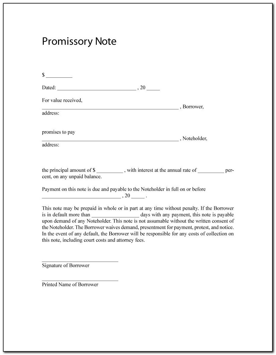 Promissory Note Sample For Form 137