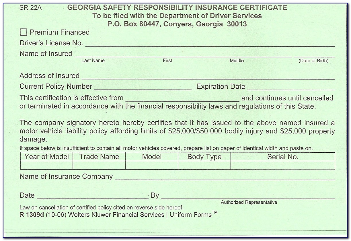 Sr22 Insurance Form