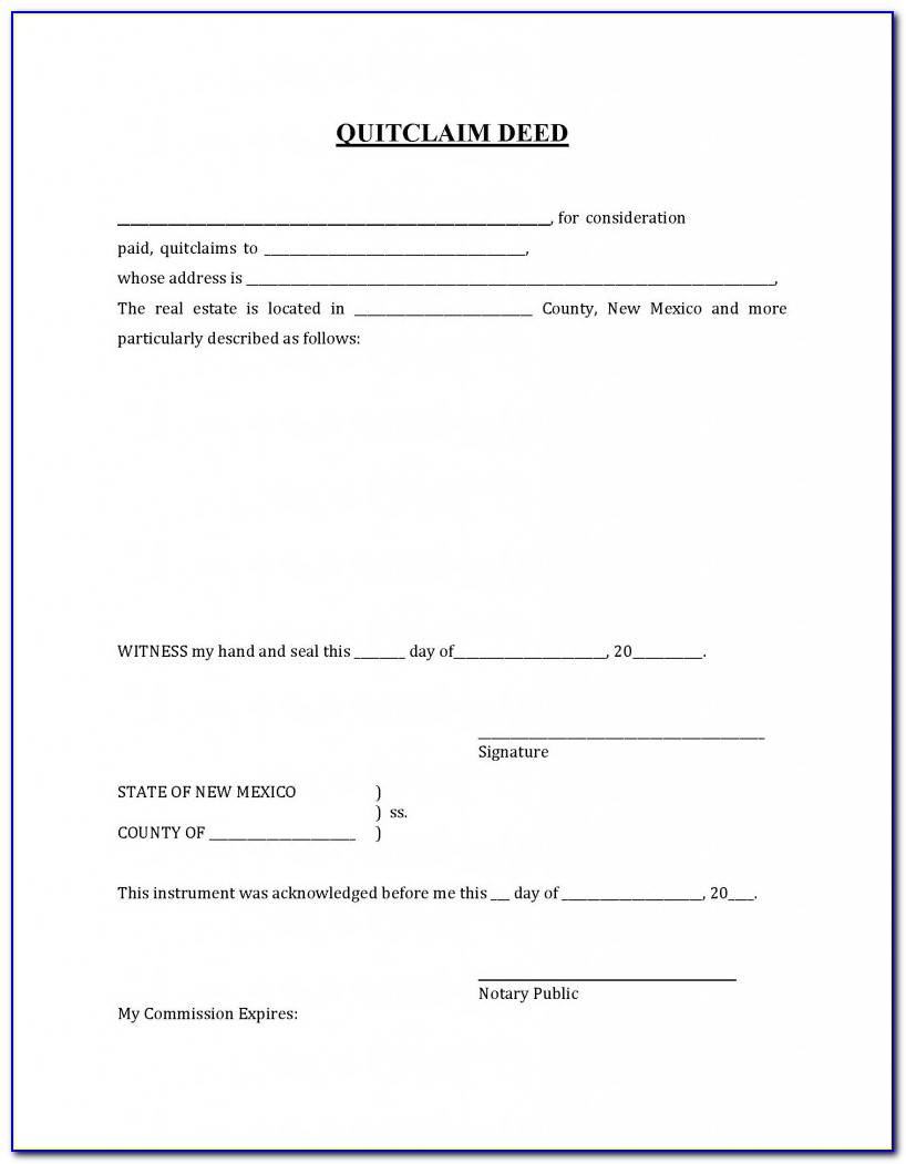 Quit Claim Deed Form New Mexico