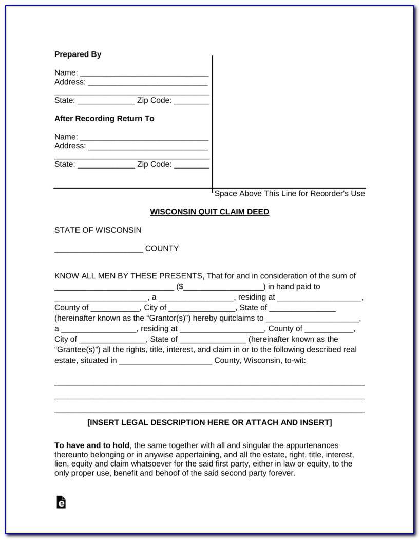 Quit Claim Deed Wisconsin Form