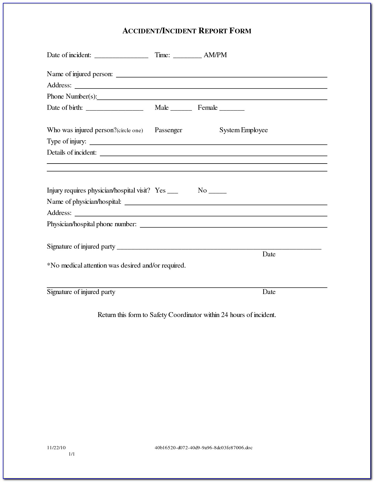 Release Of Liability Form Car Accident Template