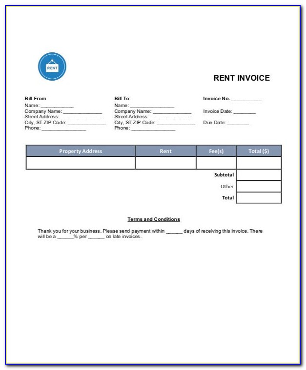Rent Invoice Format In Word