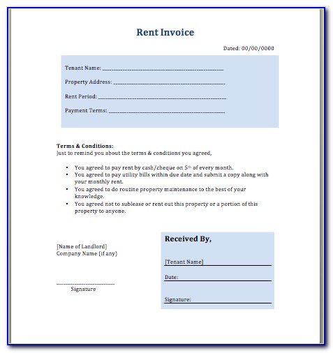 Rent Invoice Format With Gst In Word