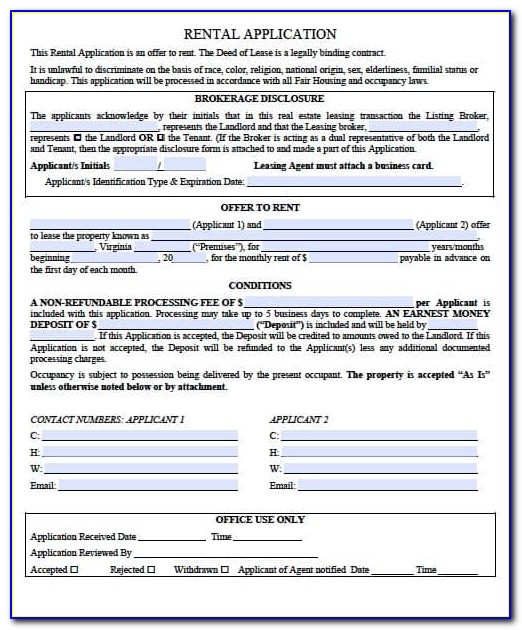 Rental Agreement Form Virginia