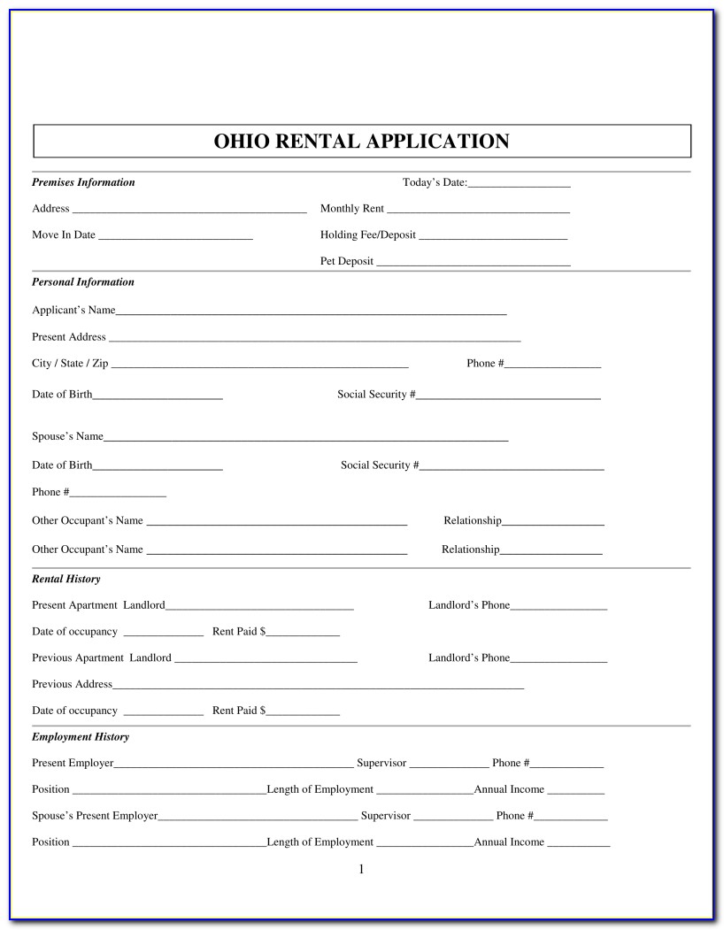 Rental Application Form Pdf Fillable