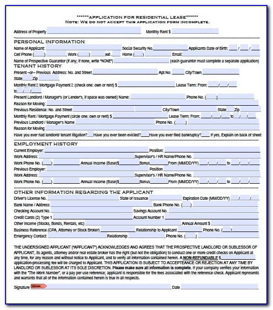 Rental Application Form Virginia