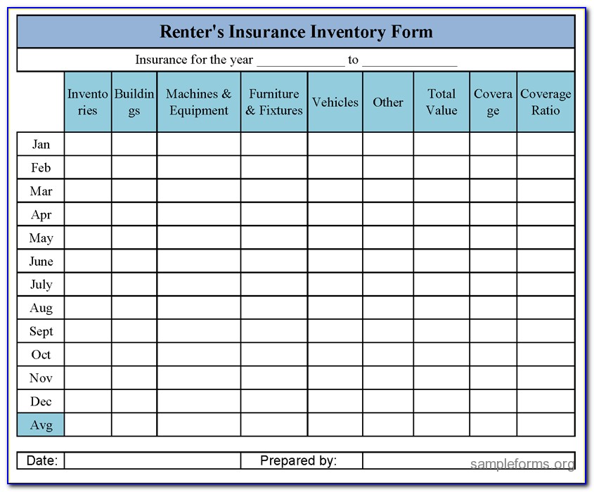 Renters Insurance Inventory Form