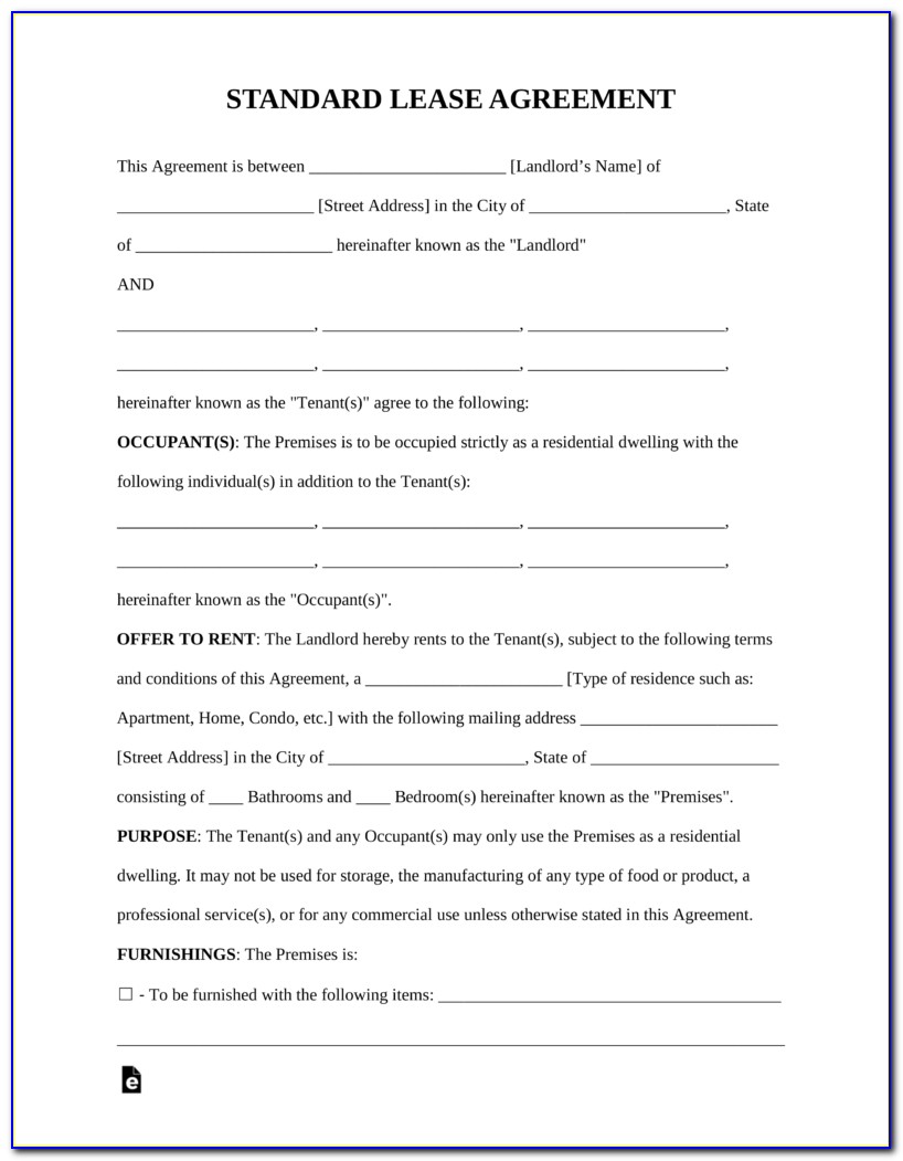 Residential Lease Rental Agreement Form Ohio