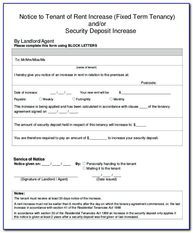 Residential Rent Increase Forms