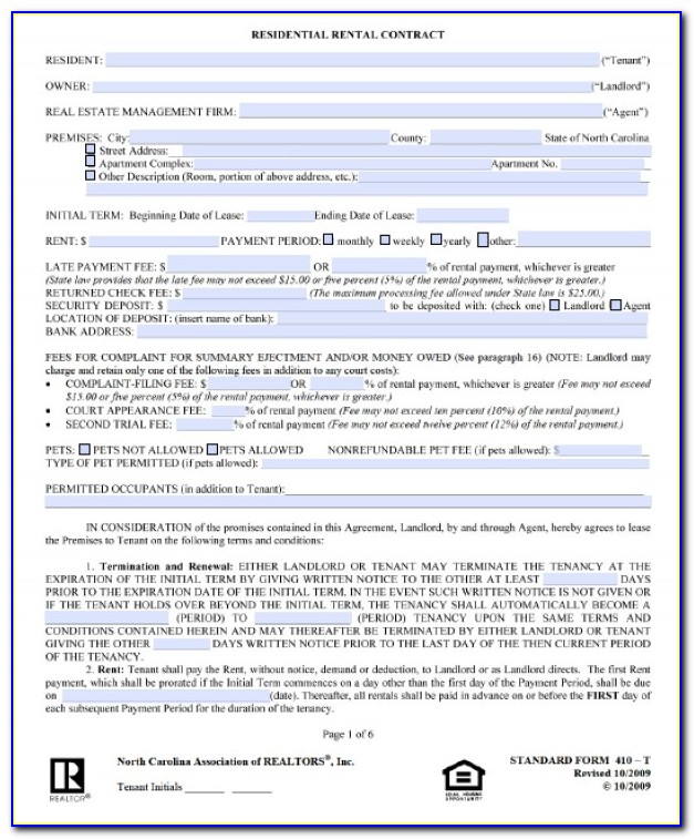 Residential Rental Contract Form 410 T