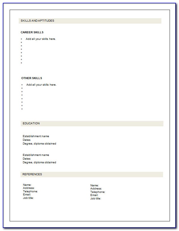 Resume Blank Format Free Download