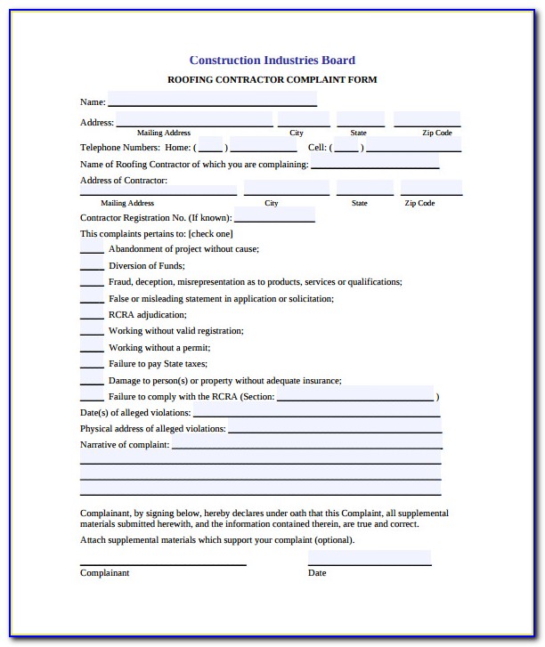 Roofing Contract Sample Form