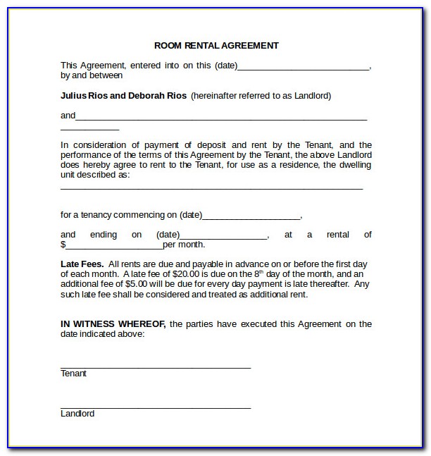 Room Rent Agreement Format In English