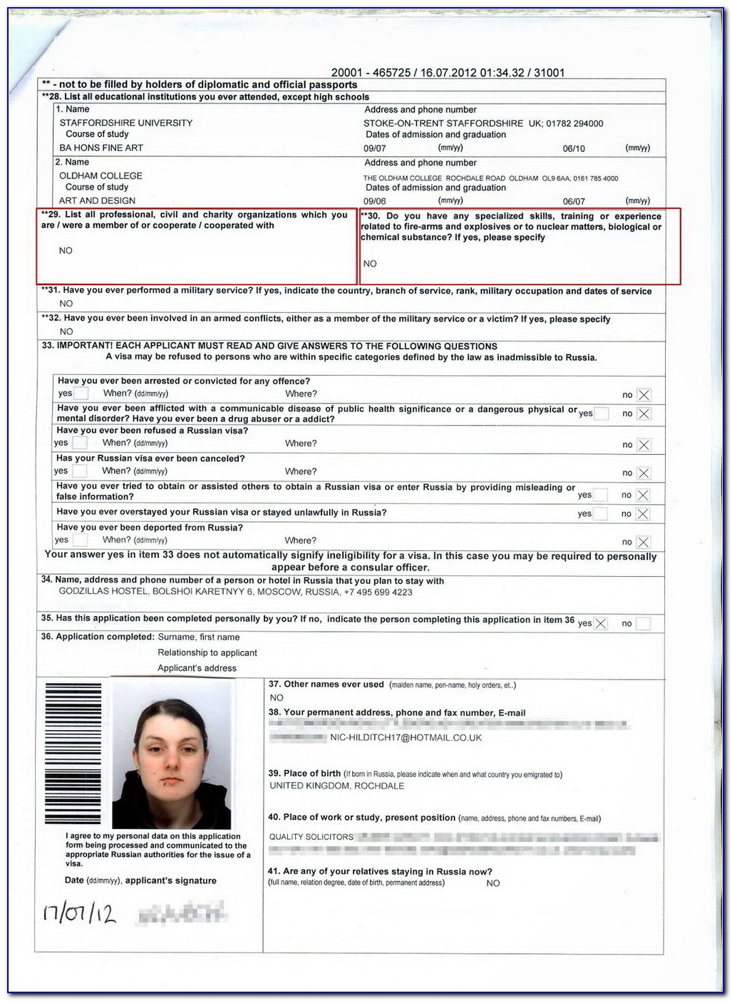 Russian Visa Application Form For Bangladesh Pdf