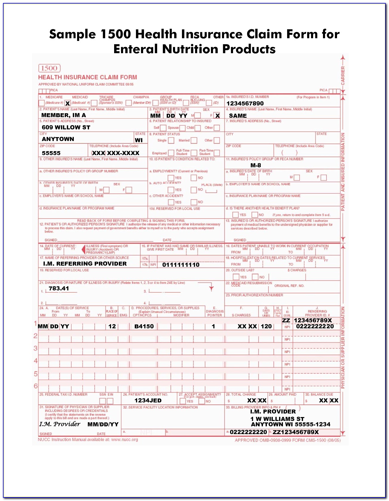 Cms 1500 Claim Form Printable Free