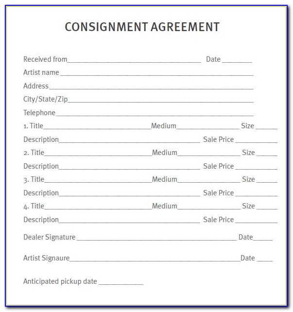 Sample Consignment Contract
