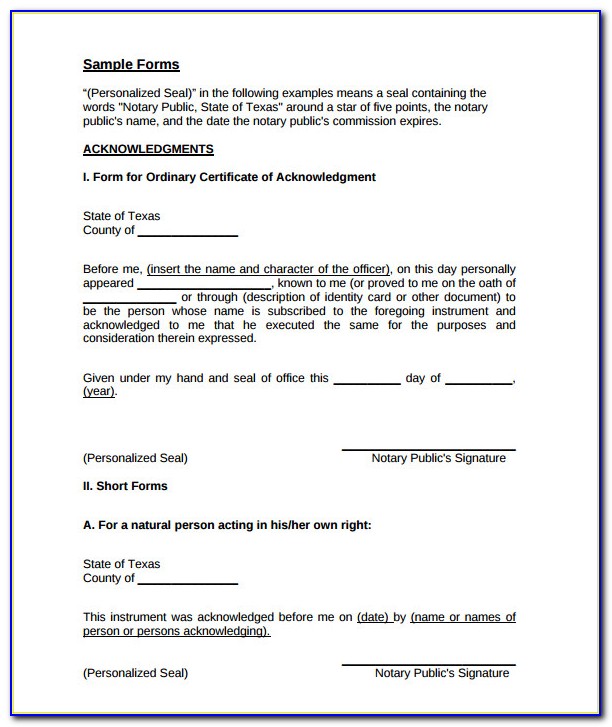 Sample Notary Certificate