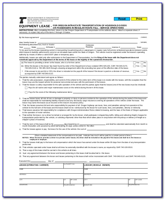 Semi Truck Lease To Own Agreement Form