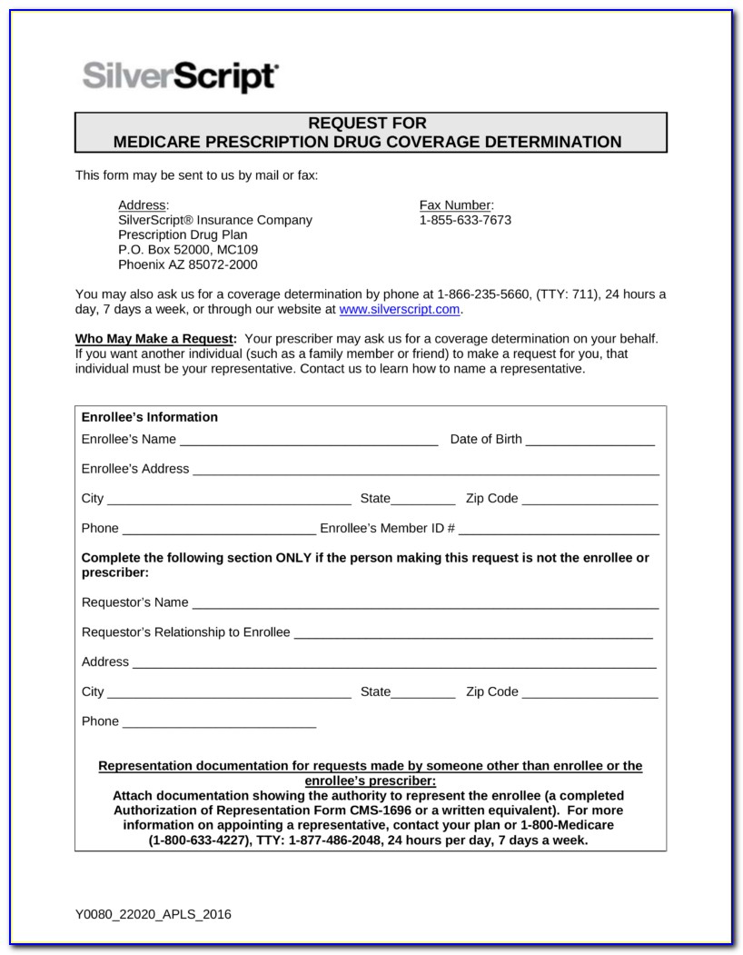 Silver Script Pharmacy Prior Authorization Form